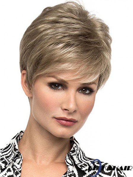 Erschwingliche 6  inchStraight Blonde Boycuts Short Perücken