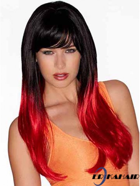 Straight Discount 22 Zoll Ombre / 2 Ton mit Pony lange Perücken