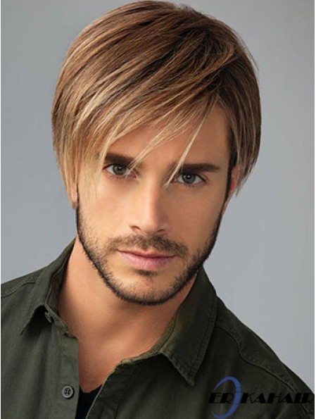 8 Zoll Brown Synthetic Capless Short mit Pony Perücken Monofilament