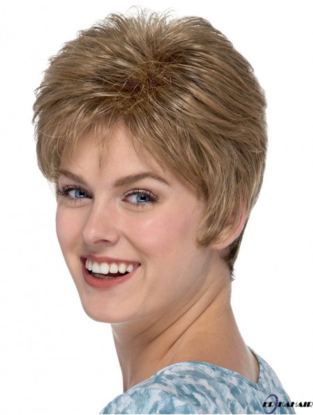 Capless Classic Straight 6 Zoll Blonde Damen Perücken