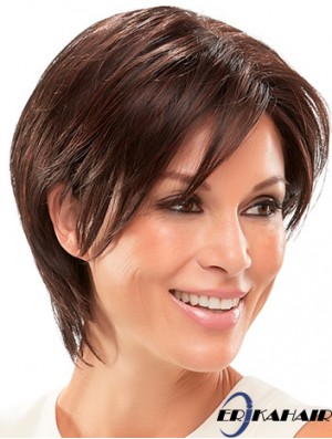 Gerade Auburn Synthetic Layered 8 Zoll kurze Perücke