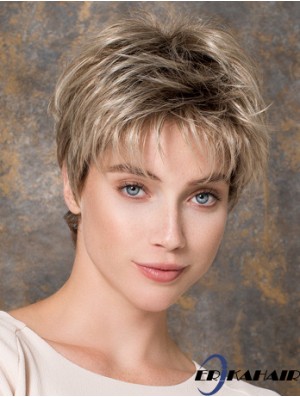 Capless Straight Blonde Boycuts 6 Zoll synthetische Perücken Online