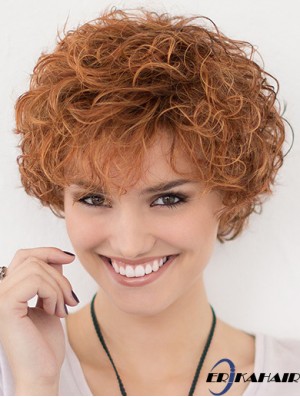 Lace Front Curly Copper Layered 10-Zoll-Kurzhaarfrisuren