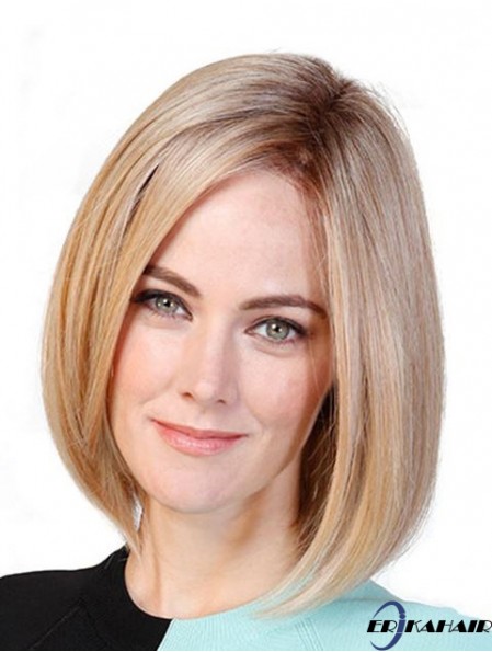 Straight Bobs Blonde 11  inchMonofilament Cancer Patient Perücken