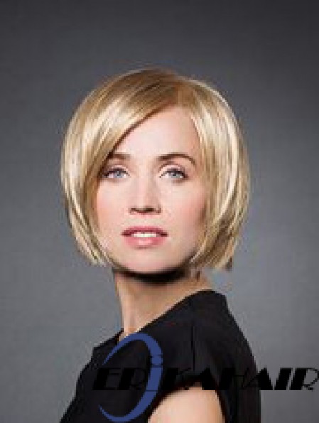 10  inchgerade blonde synthetische Kinnlänge Monofilament Perücke Bob