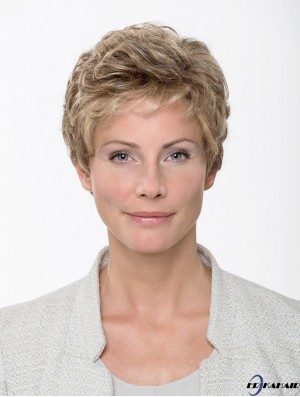 Synthetische gewellte blonde 8  inchkurze Monofilament Classic Perücke