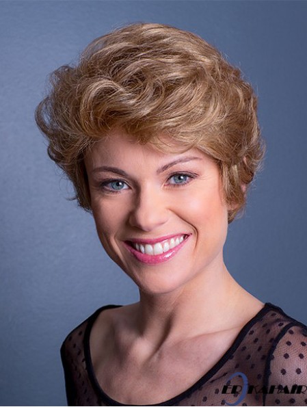 Synthetic Wavy Blonde 8  inchShort Monofilament Classical Perücken