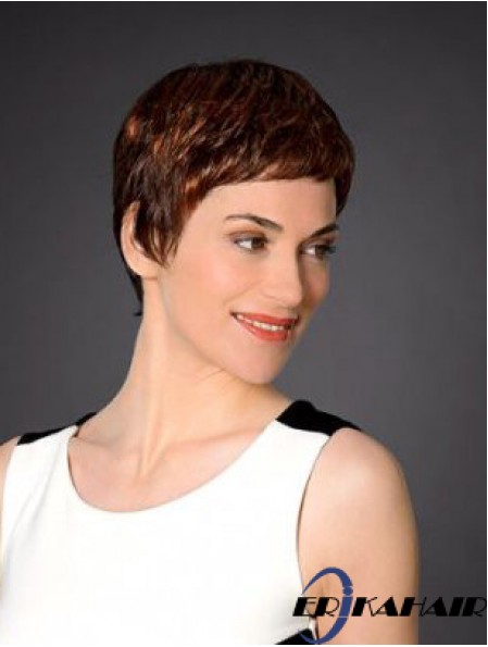 Red Cropped Synthetic 4  inchStraight Boycuts Lace Front Perücken