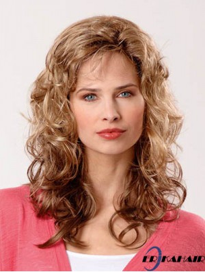 Synthetische Brown Curly 14  inchCapless Layered Long Perücken
