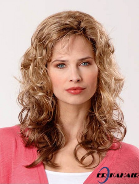 Synthetische Brown Curly 14  inchCapless Layered Long Perücken