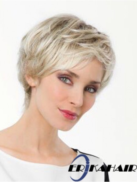 Platinblonde Boycuts Short 8  inchStraight Synthetic Monofilament Perücke Sale
