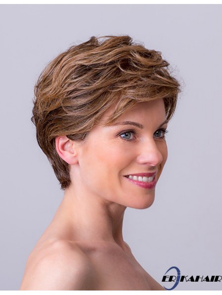 Auburn Layered Short 8  inchWellenförmige synthetische Perücken Monofilament