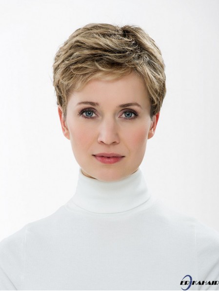 Synthetische kappenlose 4-Zoll-Boycuts gerade blonde blonde Frisuren