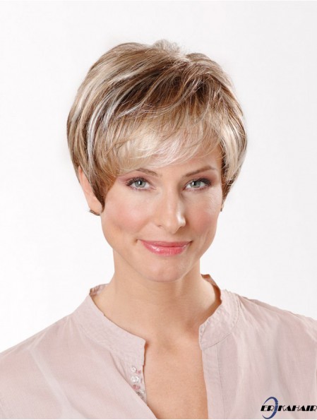 Synthetic Capless 8 Zoll Boycuts Straight Blonde Short Cut Perücken