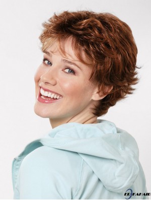 Gerade Boycuts Capless 6 Zoll Auburn Short Synthetic Perücken Frauen