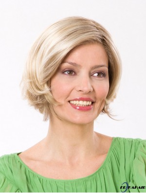 9  inchStraight Platinum Blonde Synthetic Chin Länge Spitze vorne Bob Fashion Perücken