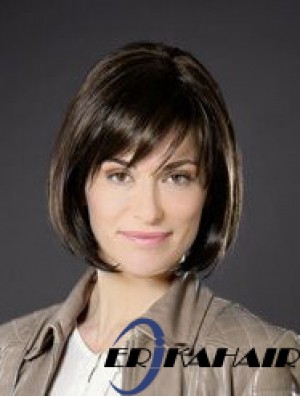 10  inchgerade braune synthetische Kinnlänge Monofilament Bob Cut Perücken