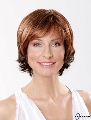 10  inchStraight Copper Synthetic Chin Länge Spitze Front Fashion Bob Perücken