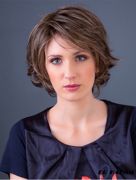 Brown 10  inchBobs Wavy Monofilament Synthetic Medium Perücke