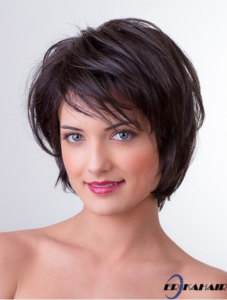 Brown 10  inchBobs Straight Monofilament Synthetische Frauen Perücke Medium