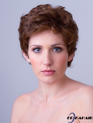 Synthetische Monofilament 4  inchBoycuts gewellte Auburn Frisuren für kurzes Haar