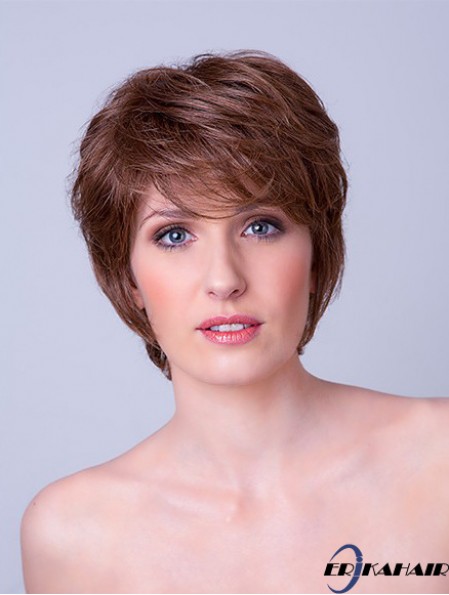 Synthetic Monofilament 8  inchLayered Straight Brown Damen Kurzhaar Perücken