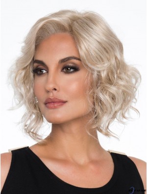 Platinblond ohne Pony Curly 12 Zoll Kinnlänge Kaufen Monotop Perücke Verkauf