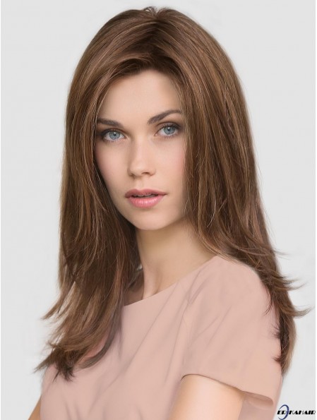 Brown Layered Straight 16  inchlange Mono Perücken