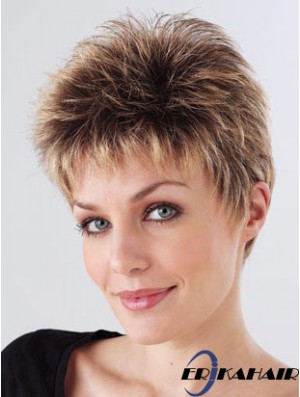 Synthetisch geschnittene Monofilam Boycuts Handgebundene Mono Petite Perücken