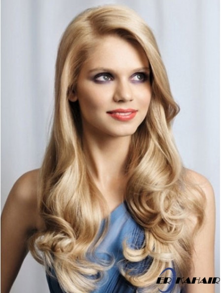Damen Monofilament Perücken Lace Front Wavy Style Blonde Farbe