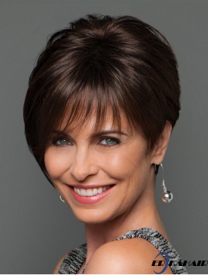Mono Perücken UK Short Length Brown Farbe Layered Cut Straight Style