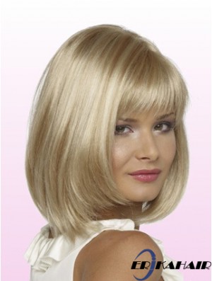 Bobs Kinn Länge Blonde Gerade Trendy Petite Perücken