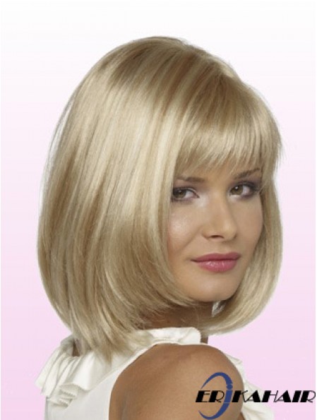 Bobs Kinn Länge Blonde Gerade Trendy Petite Perücken