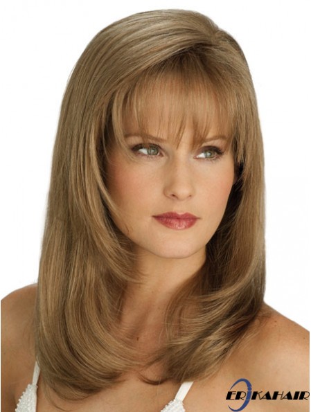 Gerade mit Pony Long Blonde Flexibility Lace Front Perücken