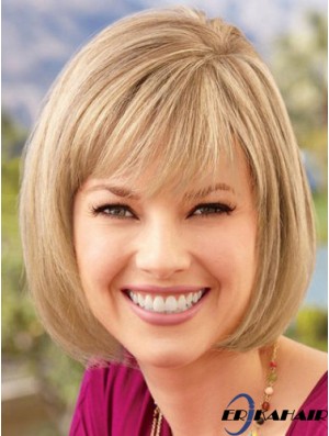 Spitze vorne Kinn Länge gerade blonde blonde bequeme Bob Perücken