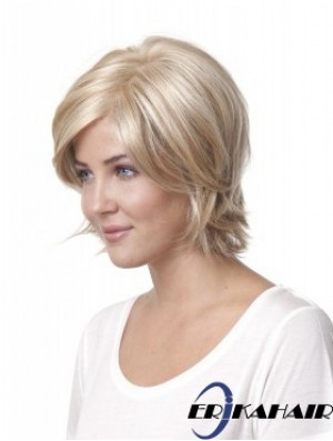 10 Zoll Blonde Kinn Länge geschichtet Straight Discount Lace Perücken