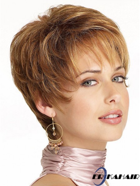 Beliebte Brown Cropped Wavy Boycuts Lace Front Perücken