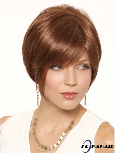 Kurze Auburn Günstigste 6 Zoll Straight Bob Perücken