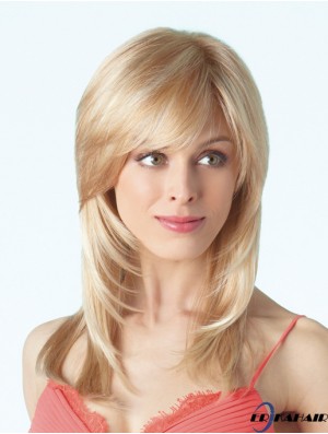 Langlebige blonde gerade mit Pony Monofilament lange Perücken