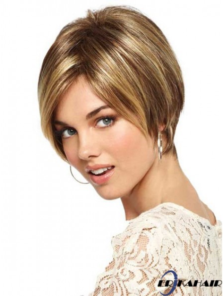Kurze gerade Monofilament Blonde schlanke Bob Perücken