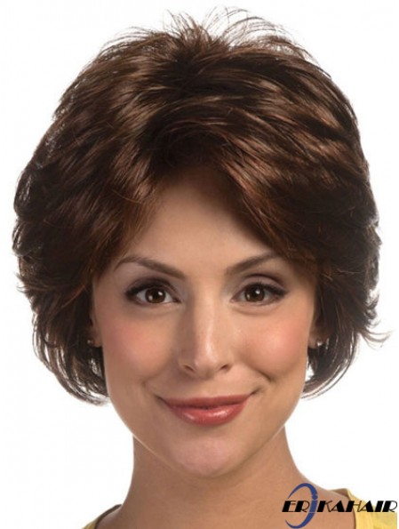 Great Brown Short Wavy Layered Lace Front Perücken