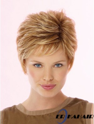 Fabulous Blonde Cropped Wavy Boycuts Lace Front Perücken