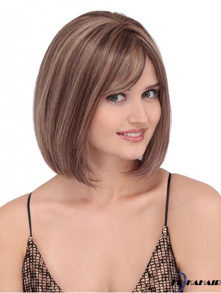 Gerade schulterlang blond 12  inchLace Front Discount Bob Perücken