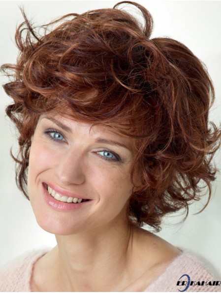 Curly With Bangs Schulterlange Auburn Beliebte Lace Front Perücken