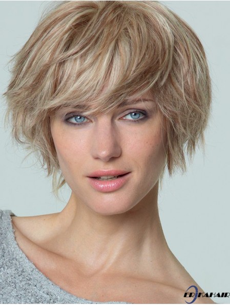 Kurze gerade Boycuts Blond Beliebte 100% handgebundene Perücken