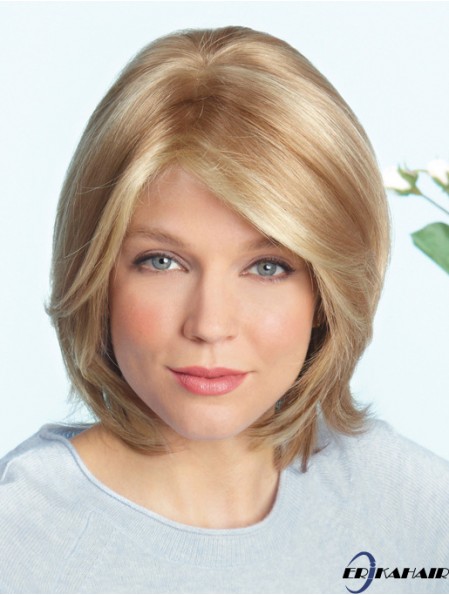 Layered Blonde Straight Shoulder Länge 14  inchIdeal Medium Perücken