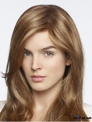 Stilvolle blonde gerade mit Pony Monofilament lange Perücken