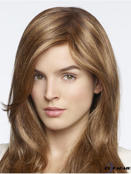 Stilvolle blonde gerade mit Pony Monofilament lange Perücken