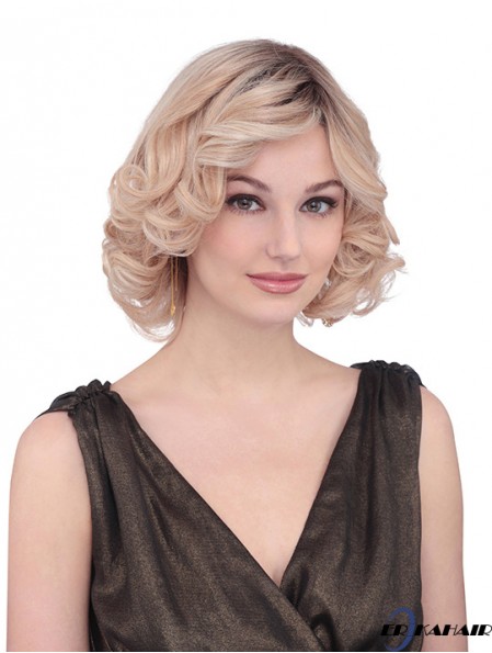 Kinnlänge lockig mit Pony Fabulous Blonde Lace Front Perücken