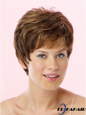 Erstaunliche Brown Cropped Wavy Boycuts Lace Front Perücken